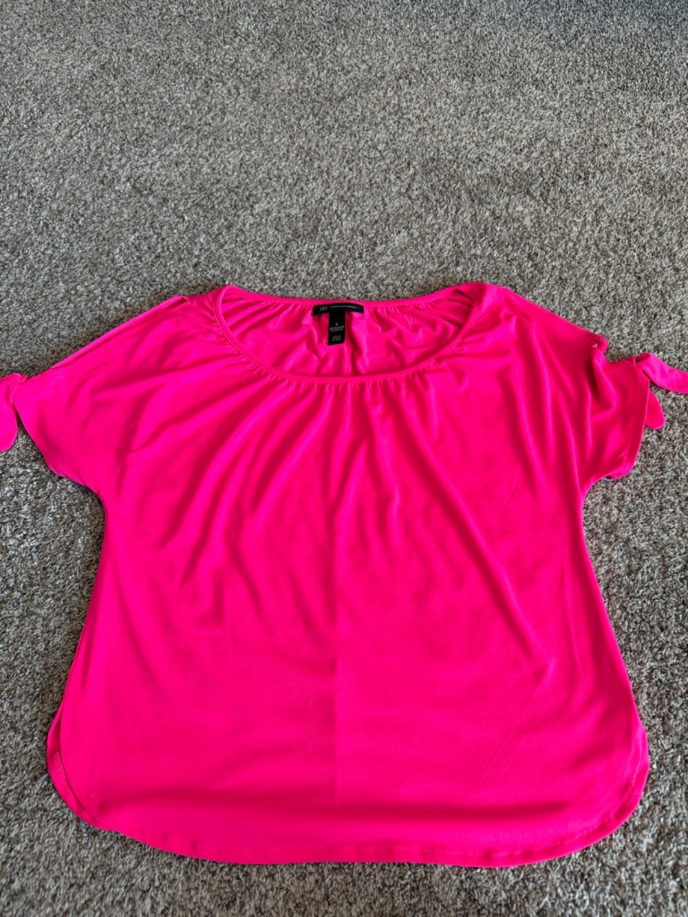 INC International Concepts Hot Pink Short Sleeve Tie-Cuff Top